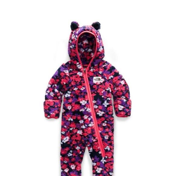 The North Face Campshire One piece Pink Fleece Sherpa 3-6 months Hooded Snowsuit - Picture 8 of 8